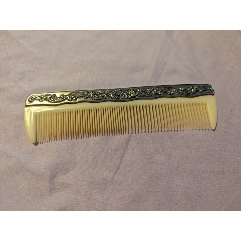Silver Plated Ornate Comb For Hair Styling & Grooming Vintage